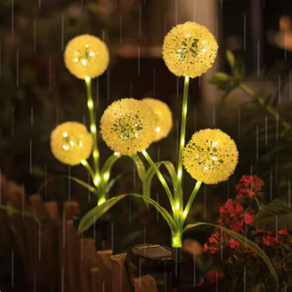 Modern Art Deco Solar Waterproof Stainless Steel ABS Copper Wire Dandelion Plant Ball Ground Plug LED Outdoor Light Landscape Lighting For Garden | Kalsten