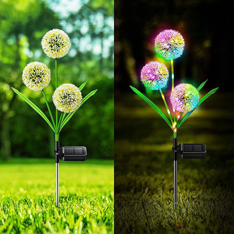Modern Art Deco Solar Waterproof Stainless Steel ABS Copper Wire Dandelion Plant Ball Ground Plug LED Outdoor Light Landscape Lighting For Garden | Kalsten