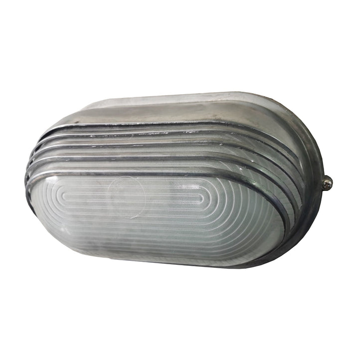 Contemporary Industrial Waterproof Aluminum Glass Frosted Oval Striped 1-Light Wall Sconce Lamp For Outdoor Patio | Kalsten