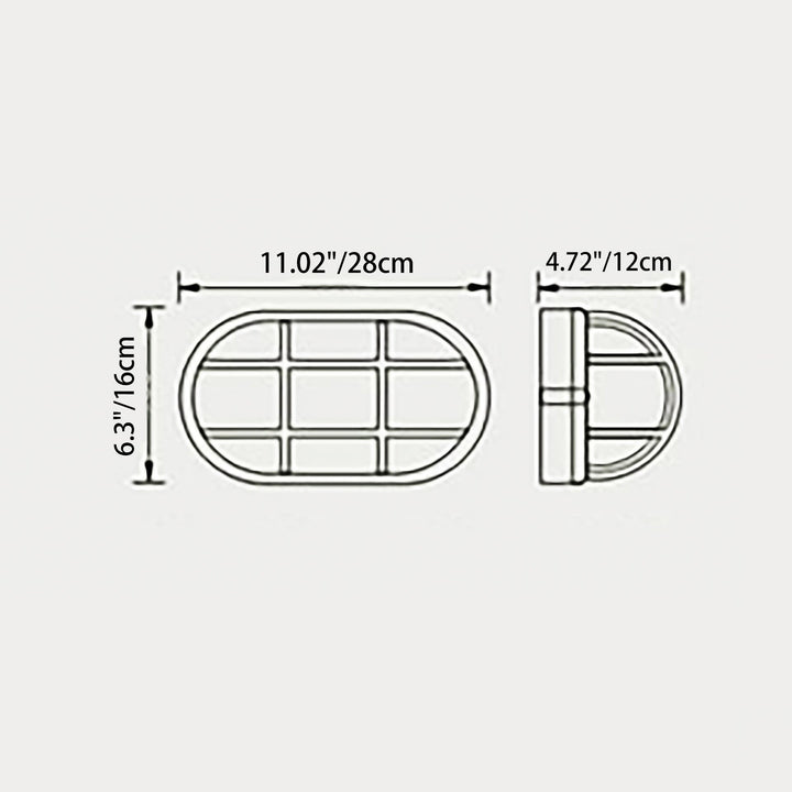 Contemporary Industrial Waterproof Aluminum Glass Frosted Oval Striped 1-Light Wall Sconce Lamp For Outdoor Patio | Kalsten
