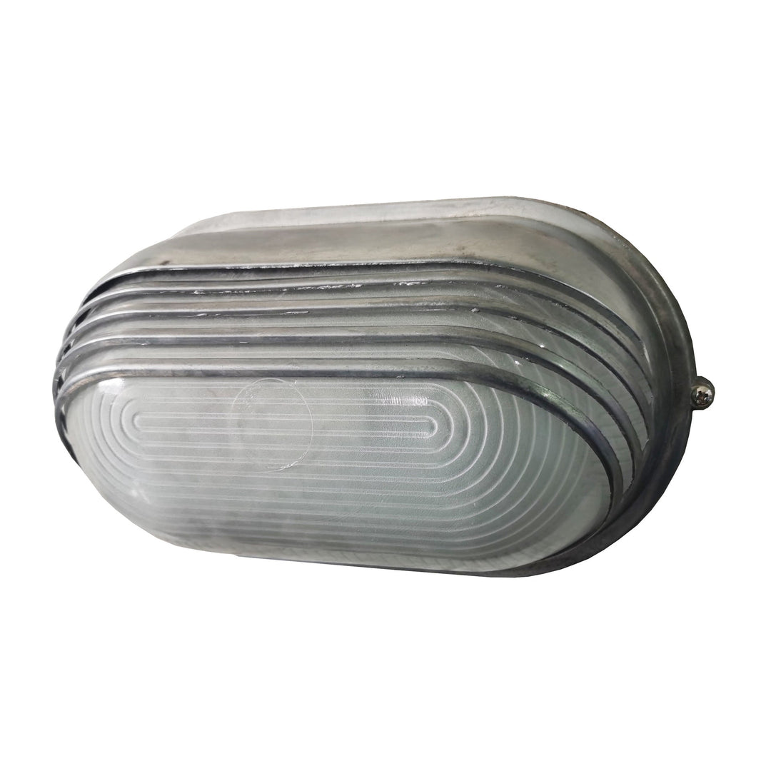Contemporary Industrial Waterproof Aluminum Glass Frosted Oval Striped 1-Light Wall Sconce Lamp For Outdoor Patio | Kalsten