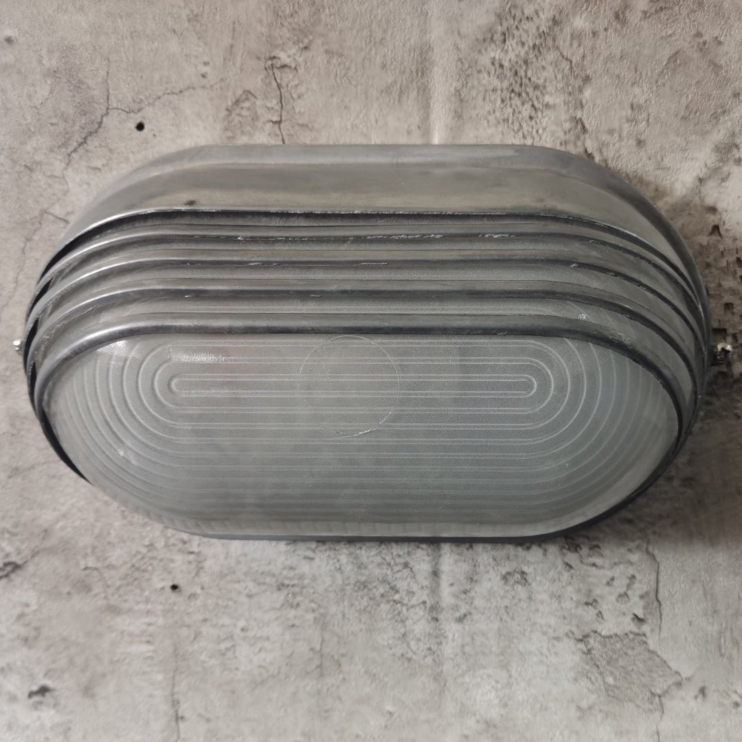 Contemporary Industrial Waterproof Aluminum Glass Frosted Oval Striped 1-Light Wall Sconce Lamp For Outdoor Patio | Kalsten