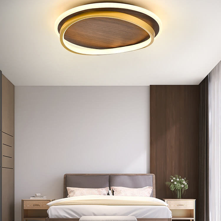 Flush Mount Light Iron Acrylic Aluminum 18.5 in Modern Outdoor Patio Gold Finish Hardwired LED Fixture | Kalsten