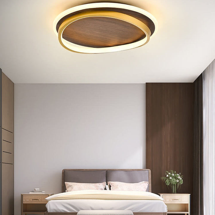 Flush Mount Light Iron Acrylic Aluminum 18.5 in Modern Outdoor Patio Gold Finish Hardwired LED Fixture | Kalsten