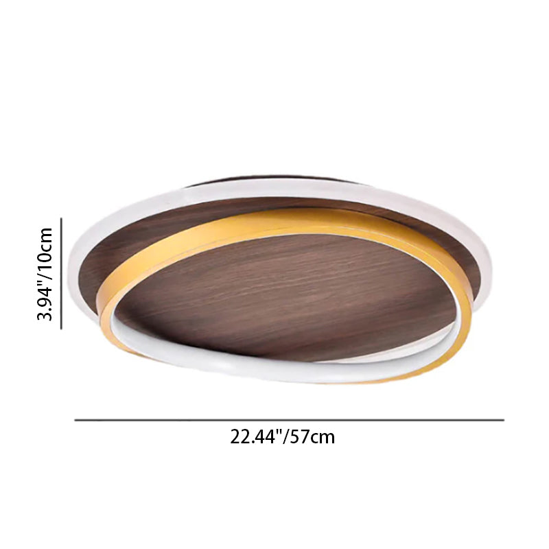 Flush Mount Light Iron Acrylic Aluminum 18.5 in Modern Outdoor Patio Gold Finish Hardwired LED Fixture | Kalsten