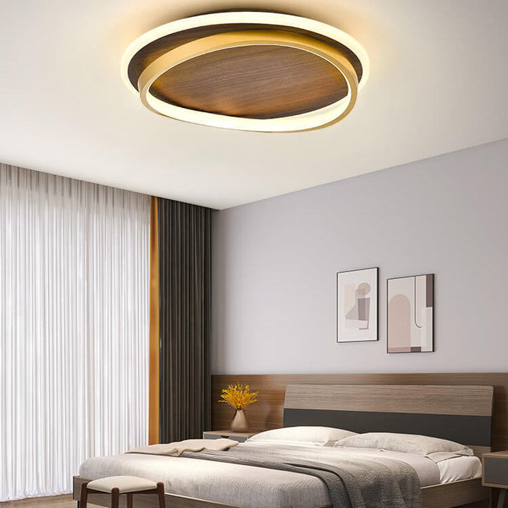 Flush Mount Light Iron Acrylic Aluminum 18.5 in Modern Outdoor Patio Gold Finish Hardwired LED Fixture | Kalsten