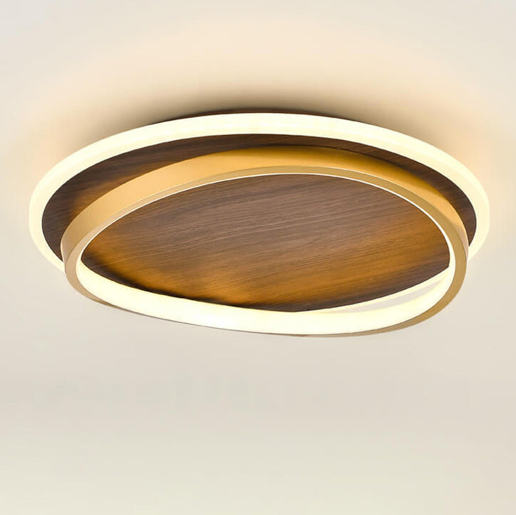 Flush Mount Light Iron Acrylic Aluminum 18.5 in Modern Outdoor Patio Gold Finish Hardwired LED Fixture | Kalsten