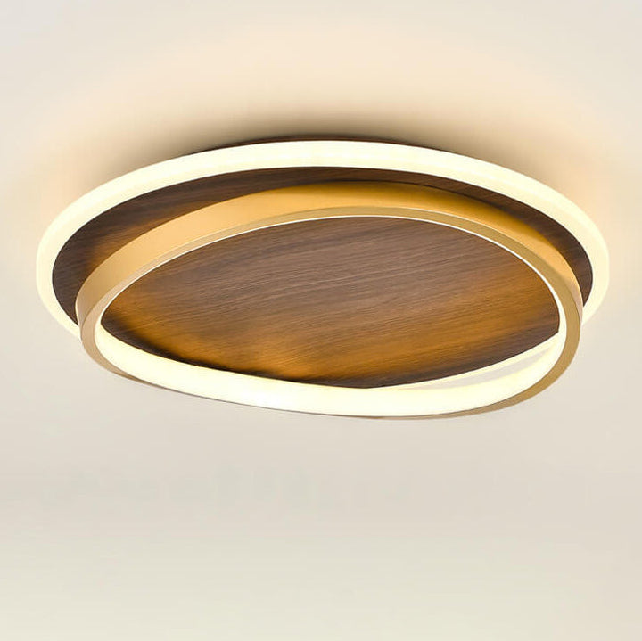 Flush Mount Light Iron Acrylic Aluminum 18.5 in Modern Outdoor Patio Gold Finish Hardwired LED Fixture | Kalsten