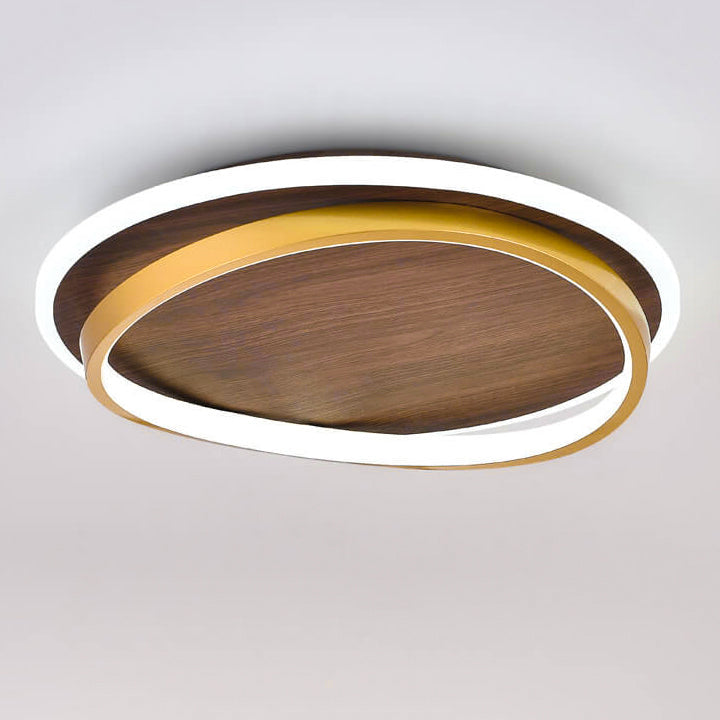 Flush Mount Light Iron Acrylic Aluminum 18.5 in Modern Outdoor Patio Gold Finish Hardwired LED Fixture | Kalsten