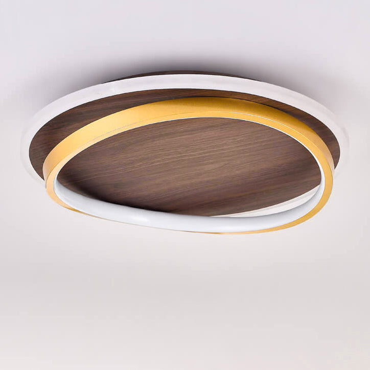 Flush Mount Light Iron Acrylic Aluminum 18.5 in Modern Outdoor Patio Gold Finish Hardwired LED Fixture | Kalsten