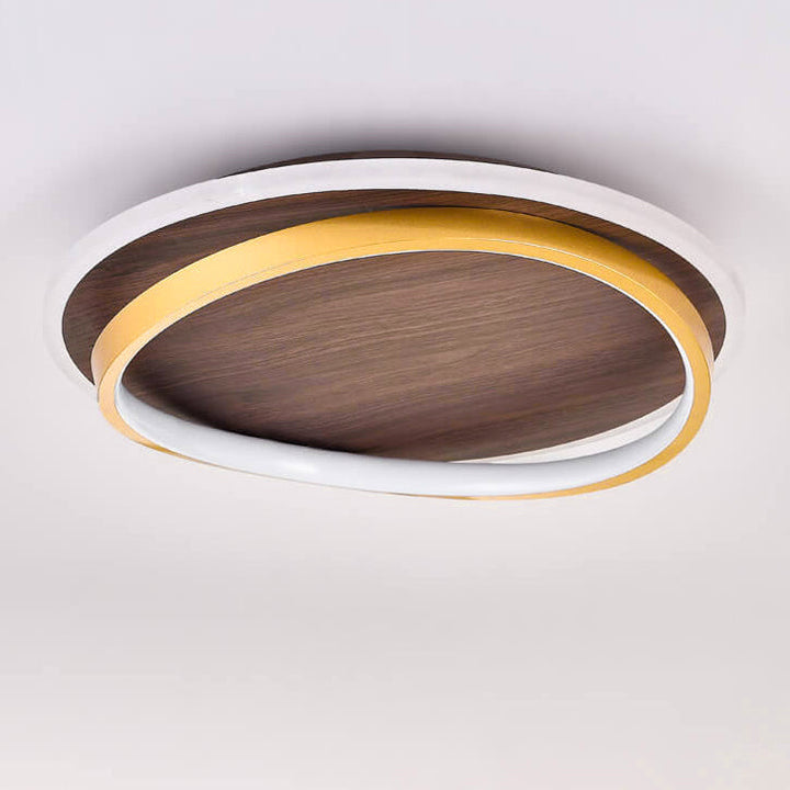 Flush Mount Light Iron Acrylic Aluminum 18.5 in Modern Outdoor Patio Gold Finish Hardwired LED Fixture | Kalsten