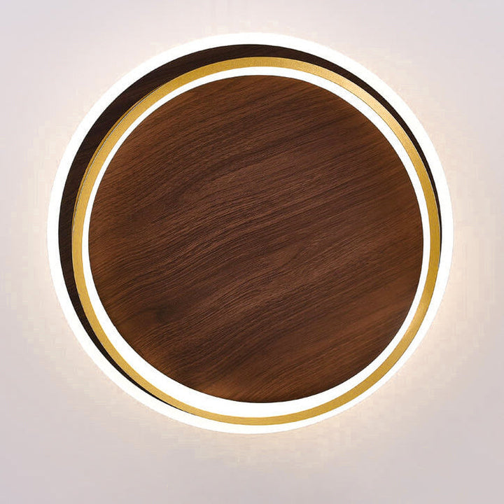 Flush Mount Light Iron Acrylic Aluminum 18.5 in Modern Outdoor Patio Gold Finish Hardwired LED Fixture | Kalsten