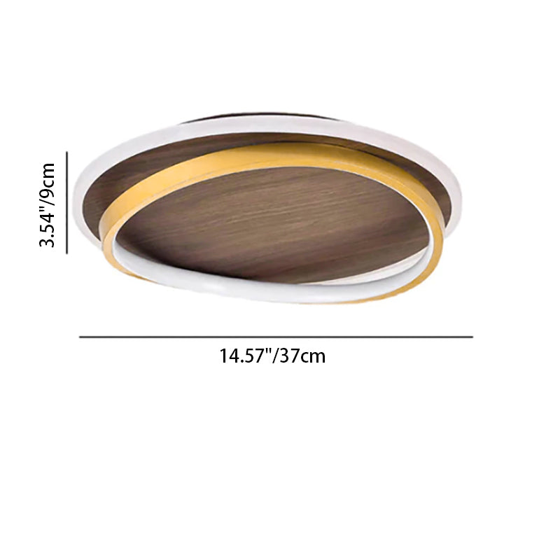 Flush Mount Light Iron Acrylic Aluminum 18.5 in Modern Outdoor Patio Gold Finish Hardwired LED Fixture | Kalsten