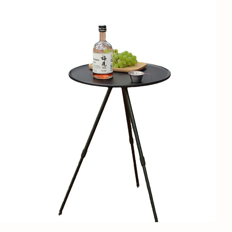 Modern Minimalist Round Acrylonitrile Butadiene Styrene Plastic Carbon Steel Height Adjustable Foldable End Table 1-Tier For Outdoor Patio | Kalsten
