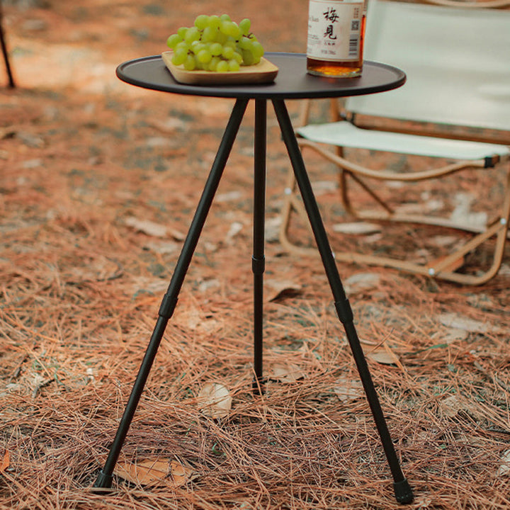 Modern Simplicity Aluminum Alloy ABS Round Foldable Outdoor Coffee Table 1-Tray Pocket Lamp Holder For Outdoor | Kalsten