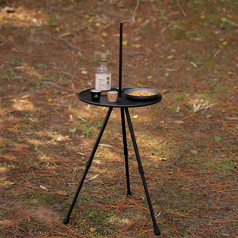Modern Simplicity Aluminum Alloy ABS Round Foldable Outdoor Coffee Table 1-Tray Pocket Lamp Holder For Outdoor | Kalsten