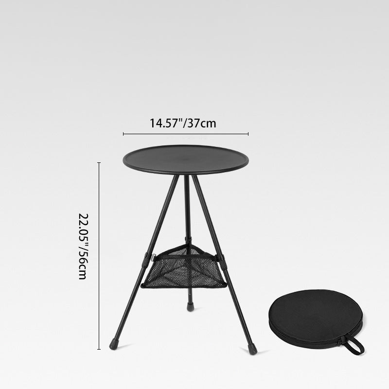 Modern Simplicity Aluminum Alloy ABS Round Foldable Outdoor Coffee Table 1-Tray Pocket Lamp Holder For Outdoor | Kalsten