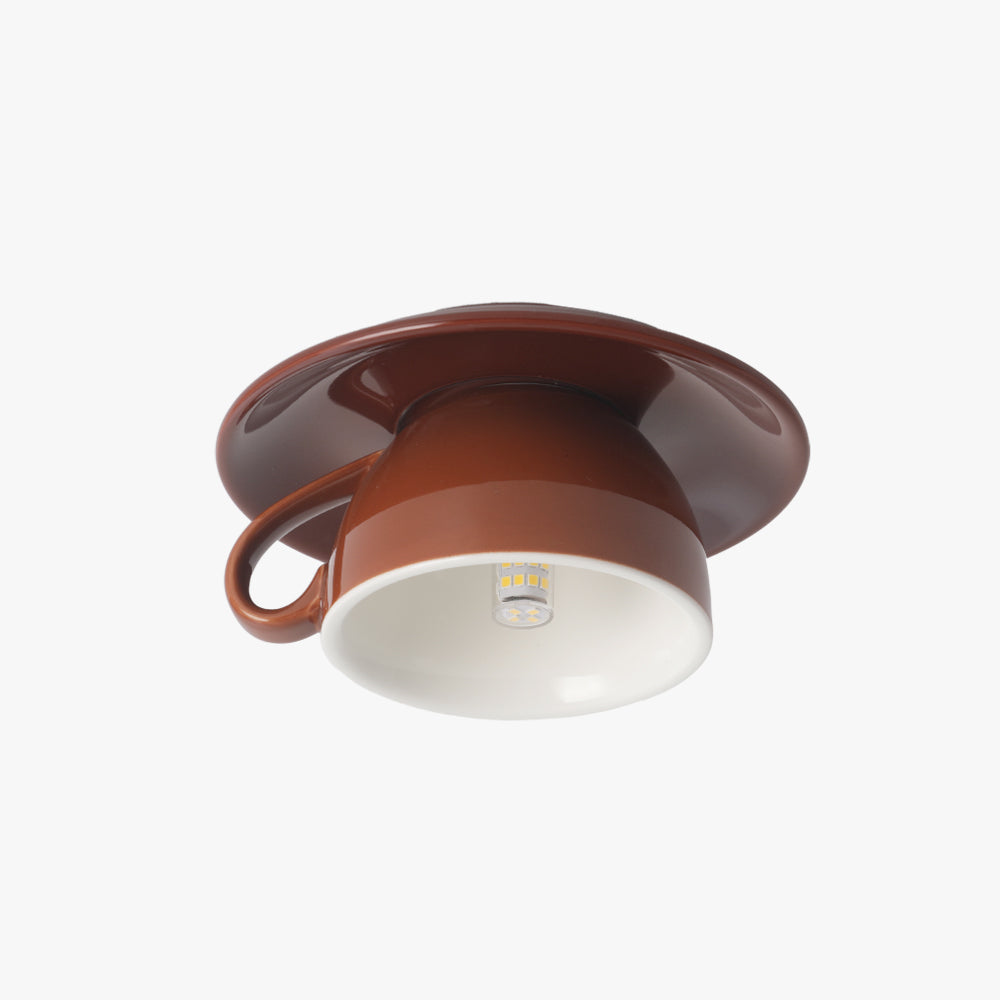 Ceiling Light Ceramic Coffee Cup Shape Indoor Bedroom Living Room Decorative Flush Mount LED Fixture | Kalsten