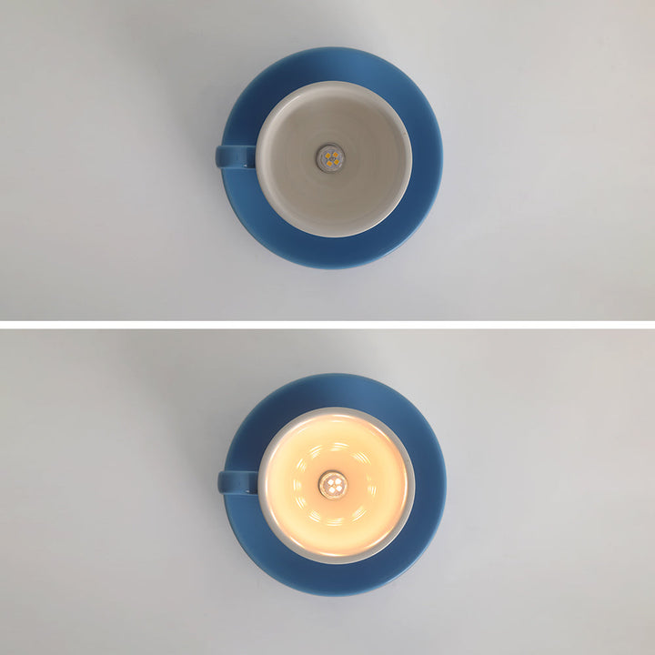 Ceiling Light Ceramic Coffee Cup Shape Indoor Bedroom Living Room Decorative Flush Mount LED Fixture | Kalsten