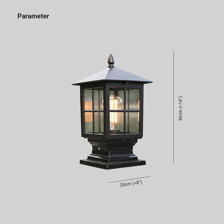 Weather-Resistant Black Metal Outdoor Lantern on Pole