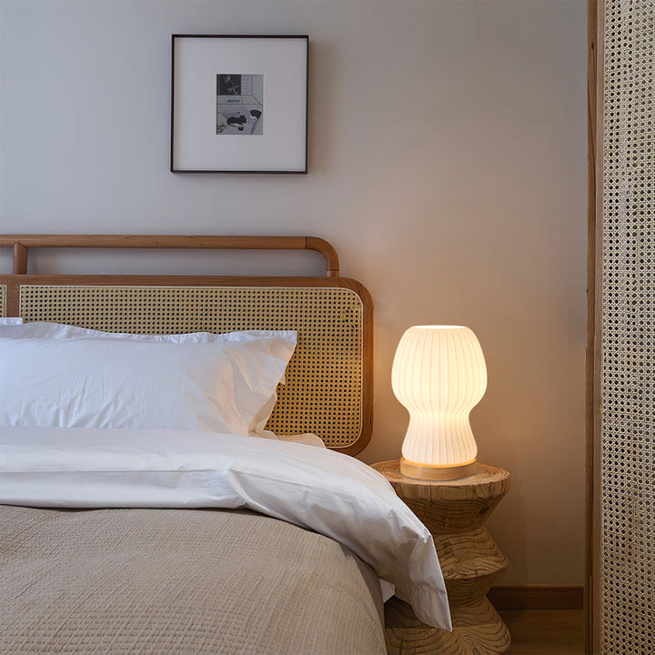 GlowBeam – Folded Glass Table Lamp with Wooden Accent | Kalsten
