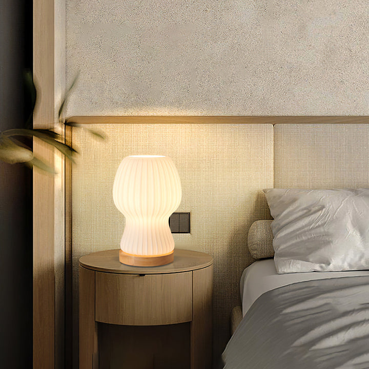 GlowBeam – Folded Glass Table Lamp with Wooden Accent | Kalsten