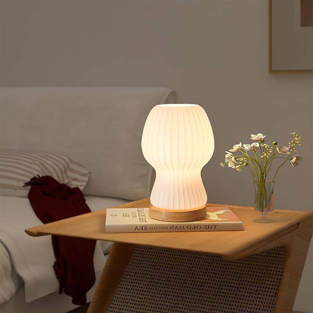 GlowBeam – Folded Glass Table Lamp with Wooden Accent | Kalsten
