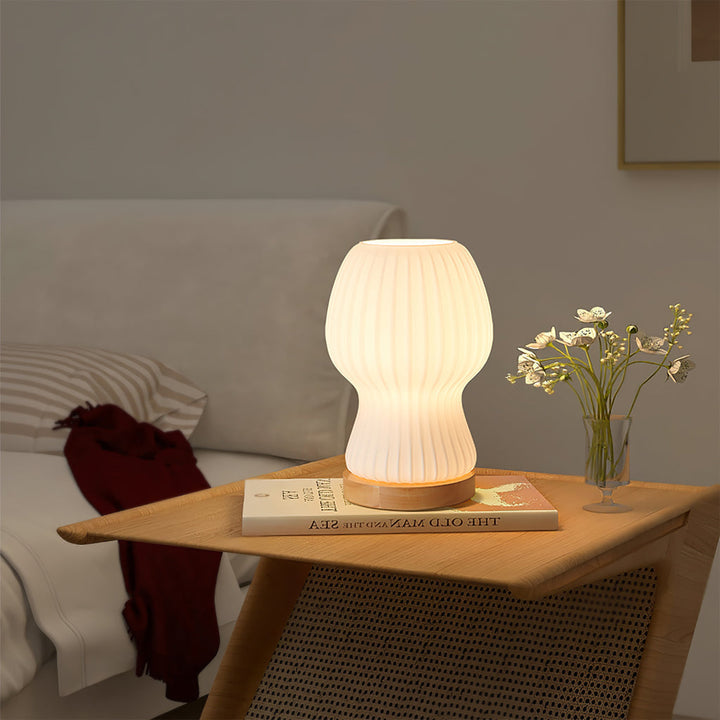 GlowBeam – Folded Glass Table Lamp with Wooden Accent | Kalsten