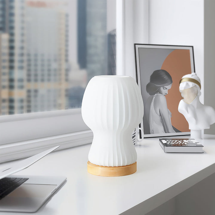 GlowBeam – Folded Glass Table Lamp with Wooden Accent | Kalsten
