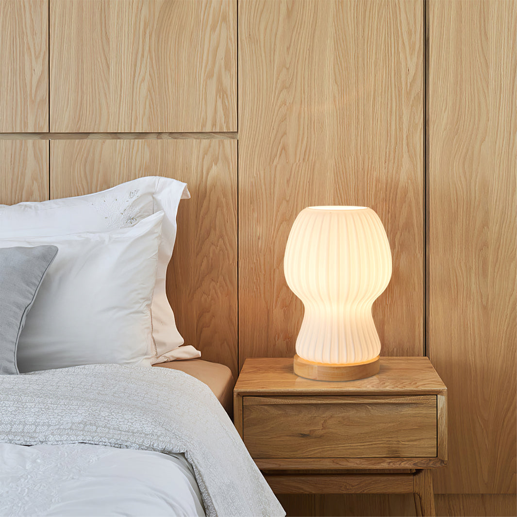 GlowBeam – Folded Glass Table Lamp with Wooden Accent | Kalsten