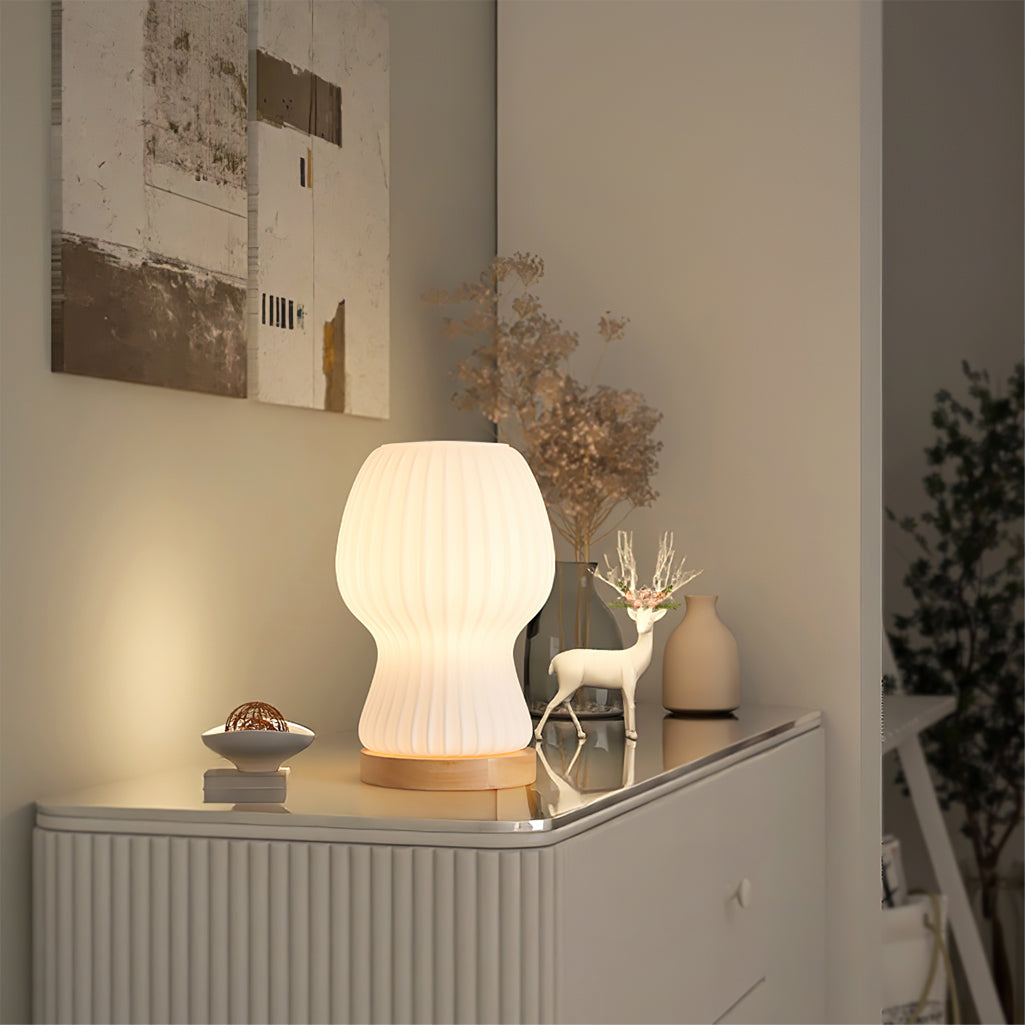GlowBeam – Folded Glass Table Lamp with Wooden Accent | Kalsten