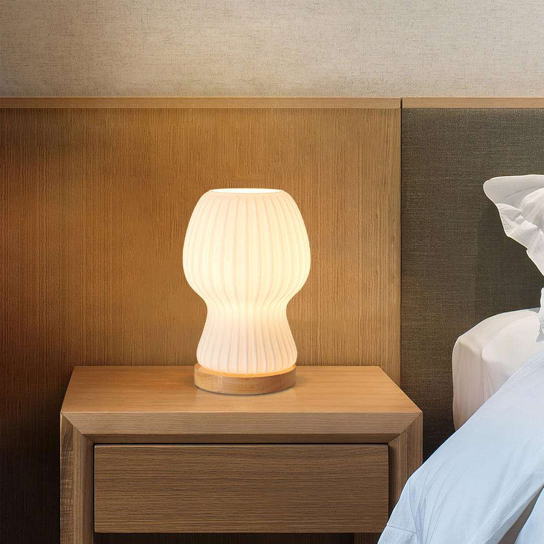 GlowBeam – Folded Glass Table Lamp with Wooden Accent | Kalsten