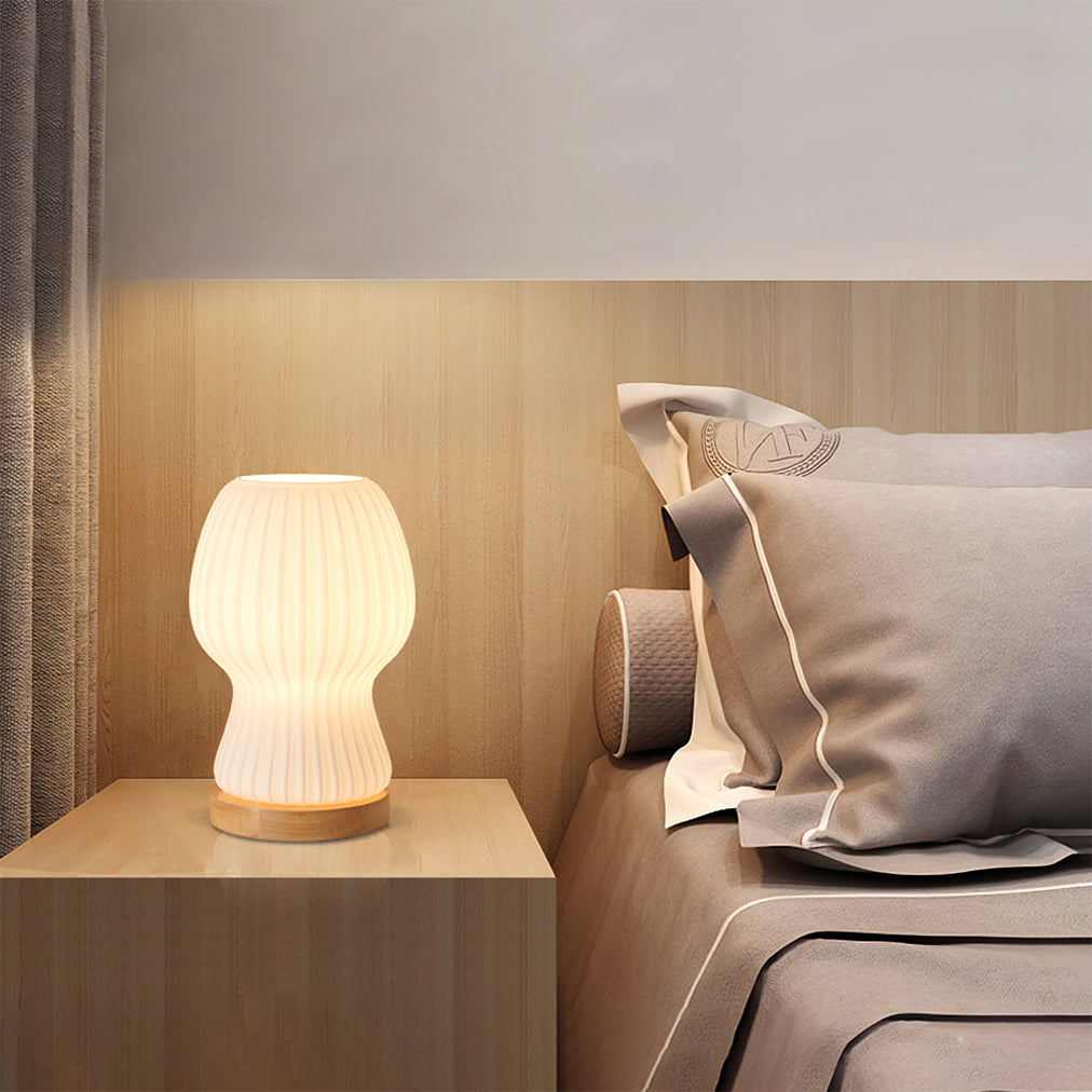 GlowBeam – Folded Glass Table Lamp with Wooden Accent | Kalsten