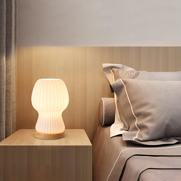 GlowBeam – Folded Glass Table Lamp with Wooden Accent | Kalsten