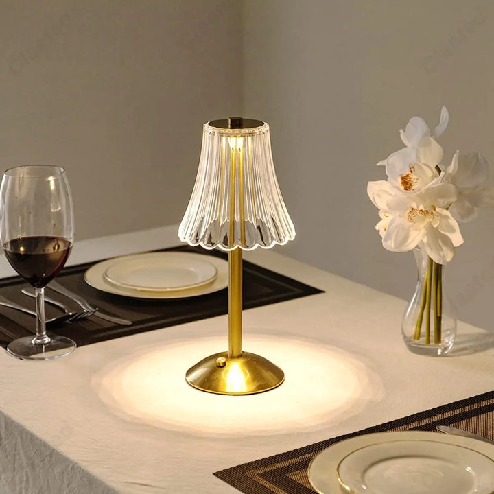 Cristalglow - Chic Wireless Table Lamp with Elegant Crystal Decoration Kalsten