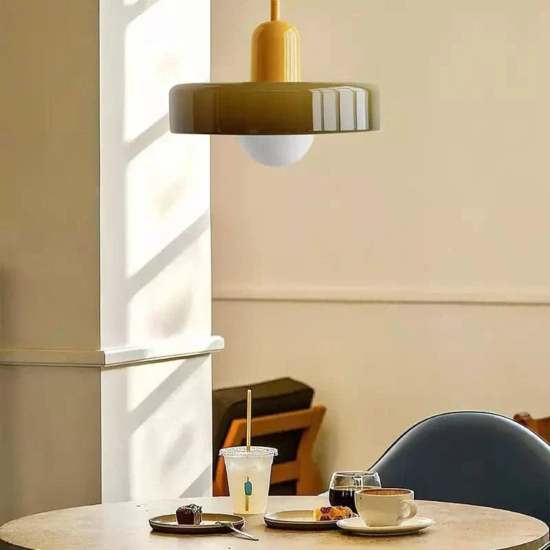 Bauhaus Coloured Glass Pendant Lamp