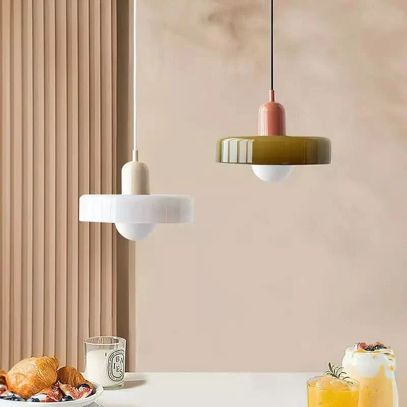 Bauhaus Coloured Glass Pendant Lamp