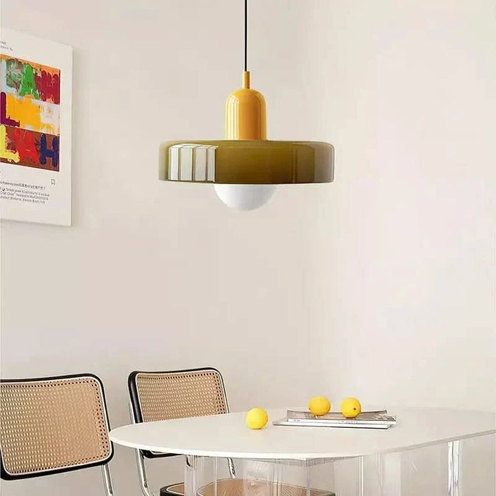Bauhaus Coloured Glass Pendant Lamp