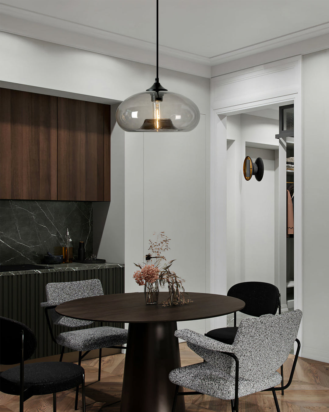 Pendant Light Glass 11 in Clear Indoor Ceiling LED E26 E27 Dining Room Kitchen Hanging Fixture | Kalsten