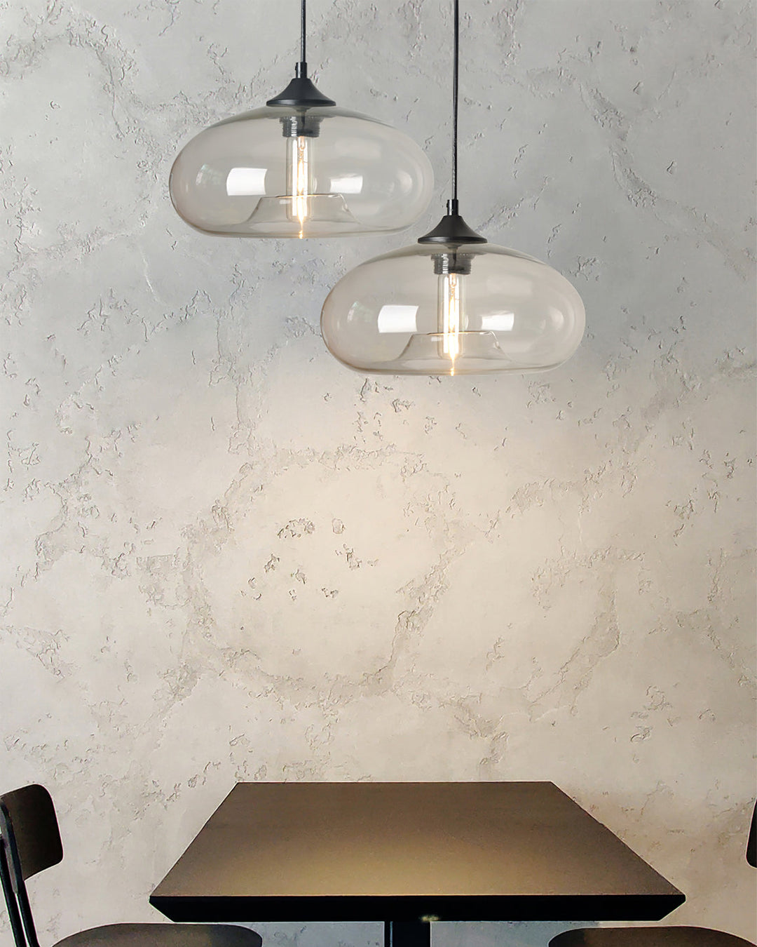 Pendant Light Glass 11 in Clear Indoor Ceiling LED E26 E27 Dining Room Kitchen Hanging Fixture | Kalsten