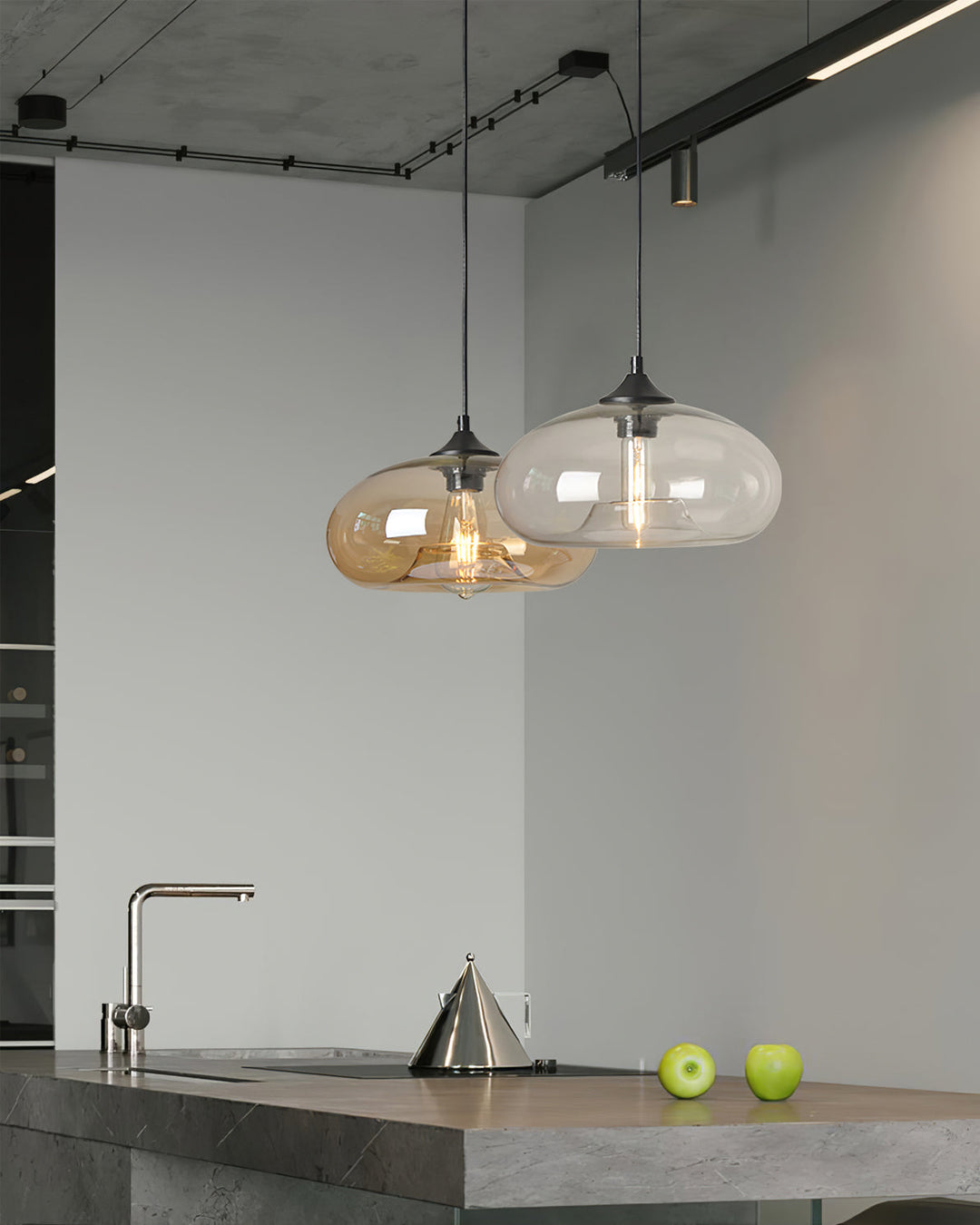 Pendant Light Glass 11 in Clear Indoor Ceiling LED E26 E27 Dining Room Kitchen Hanging Fixture | Kalsten