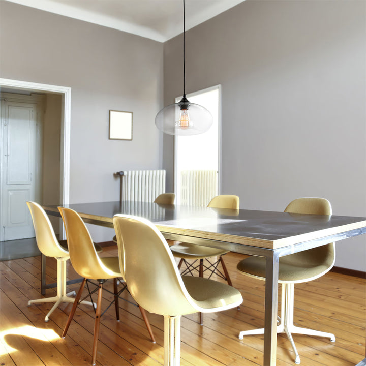 Pendant Light Glass 11 in Clear Indoor Ceiling LED E26 E27 Dining Room Kitchen Hanging Fixture | Kalsten