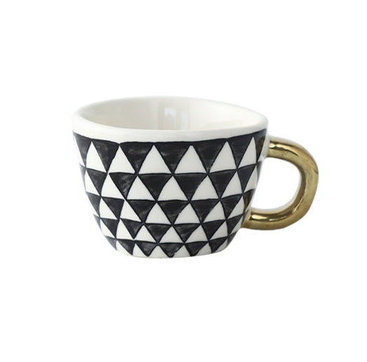 Kalsten | Cup with abstract geometric pattern and gold handle