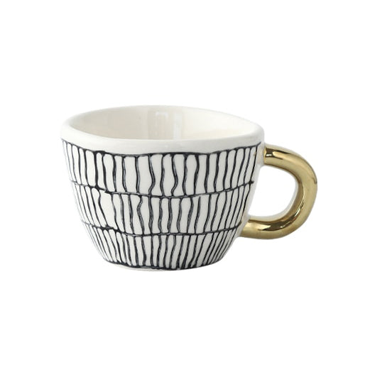 Kalsten | Cup with abstract geometric pattern and gold handle