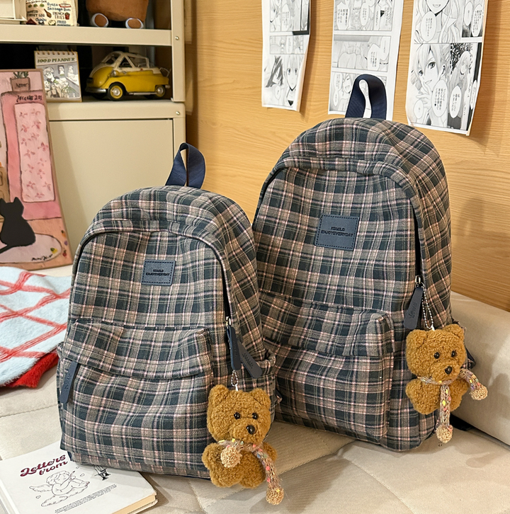 Checked Patterned Casual School Backpack Kalsten
