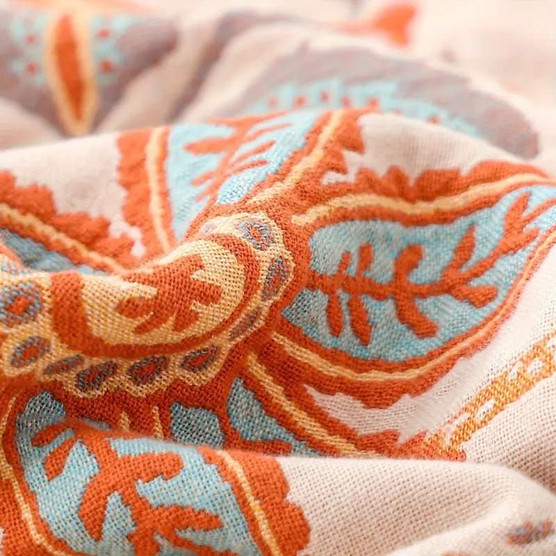 Skanto | Cotton Throw Blanket with Floral Boho Pattern