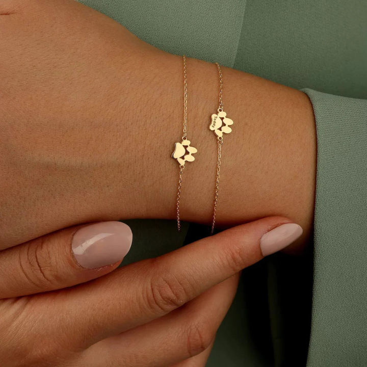 Personal Paw Print Engraved Stainless Steel Bracelet Adjustable Kalsten