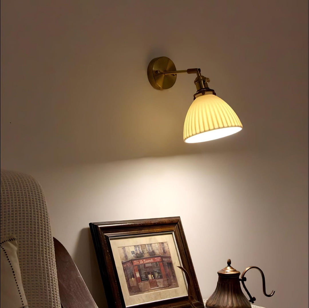 Brass Pleated Ceramic Wall light fixture Wall Lamp | Kalsten