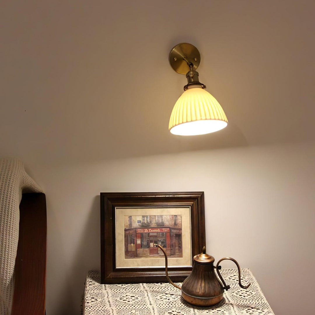 Brass Pleated Ceramic Wall light fixture Wall Lamp | Kalsten