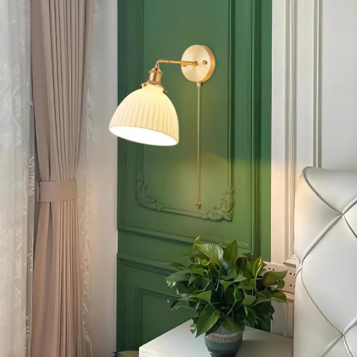Brass Pleated Ceramic Wall light fixture Wall Lamp | Kalsten